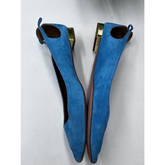Aquazzura Forever Marilyn Turquoise Blue Ballet Flats Designer Suede 40.5/10 US - Picture 6 of 9